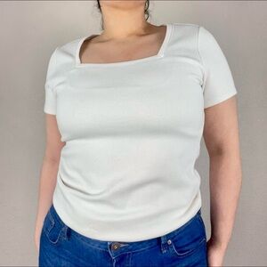 White square neck blouse